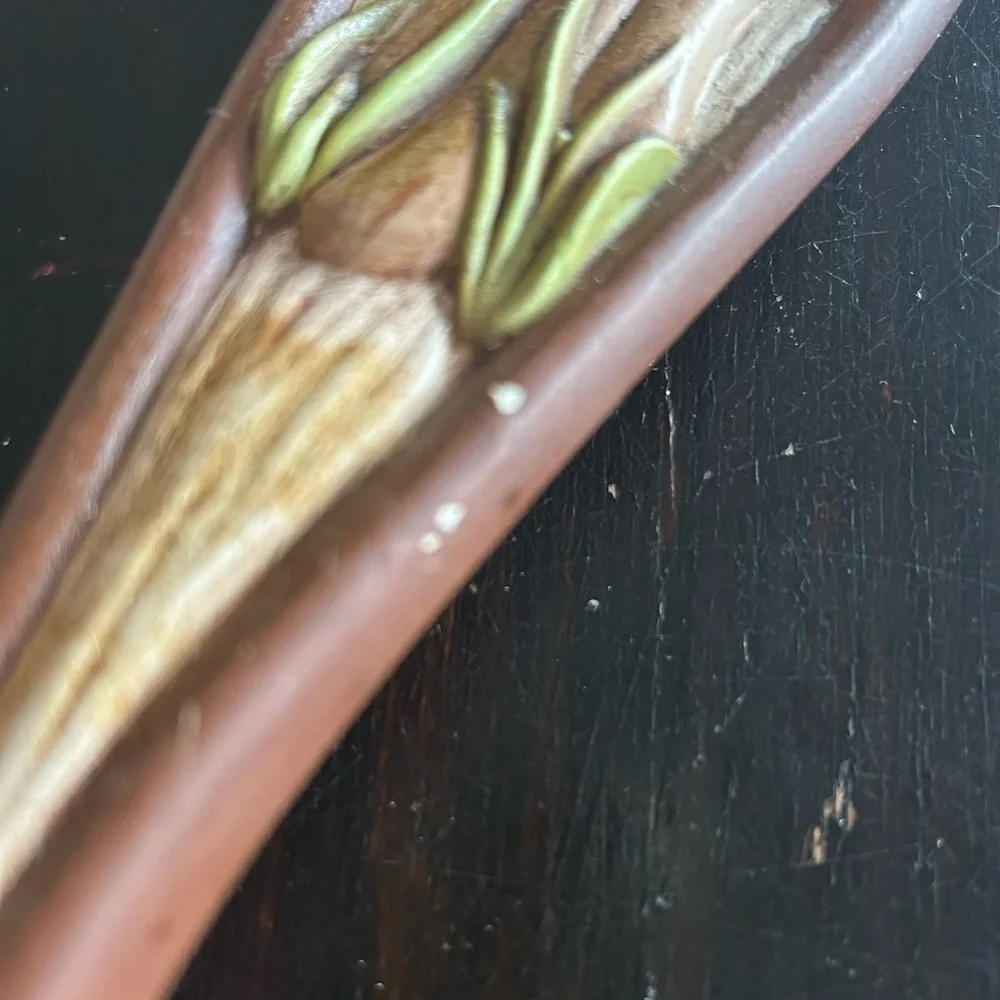 Vintage 1970’s Handcrafted Mushroom Design Fork and Spoon Set Wall Decor